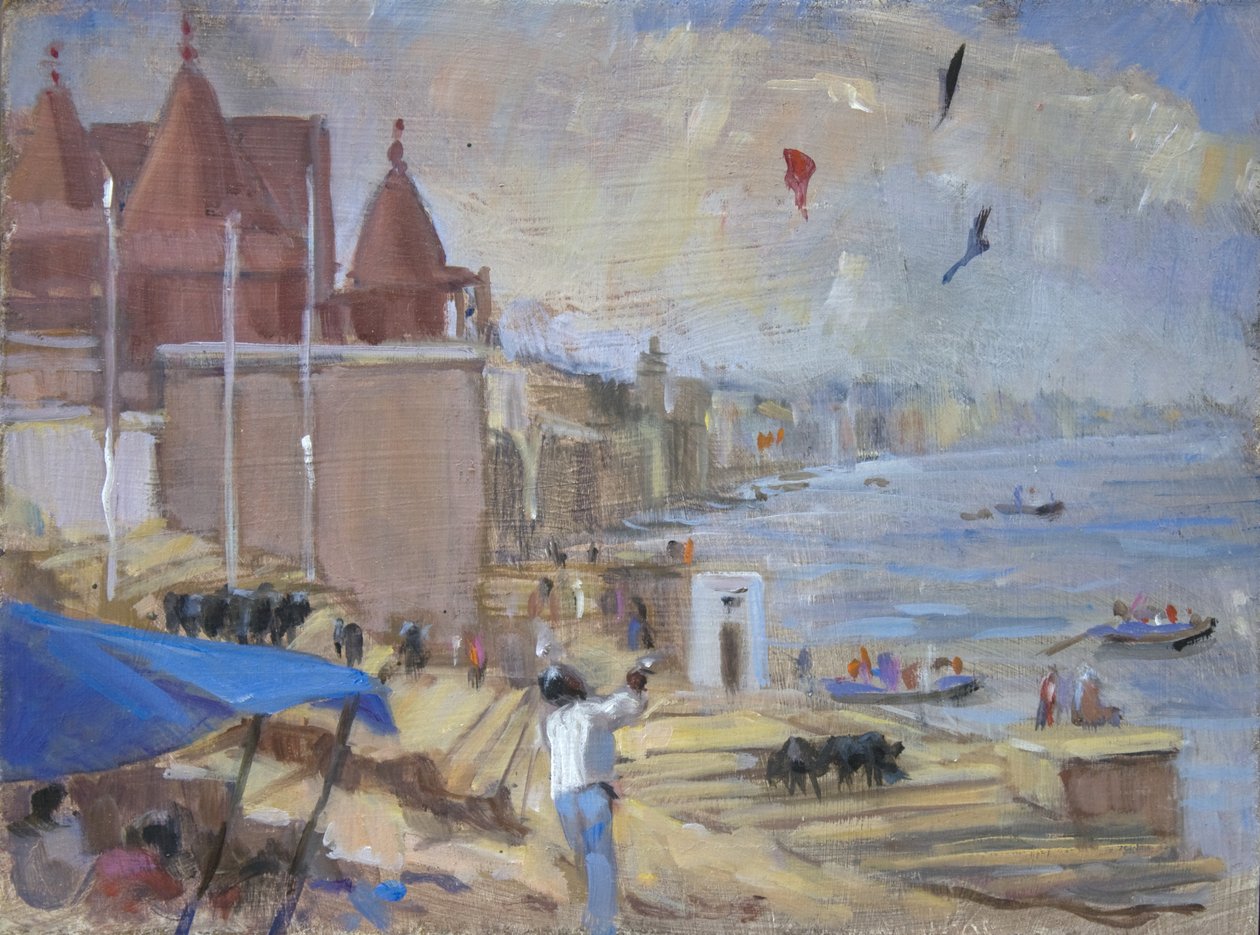 Létání draků ve Varanassi, 2012, od Sue Wales