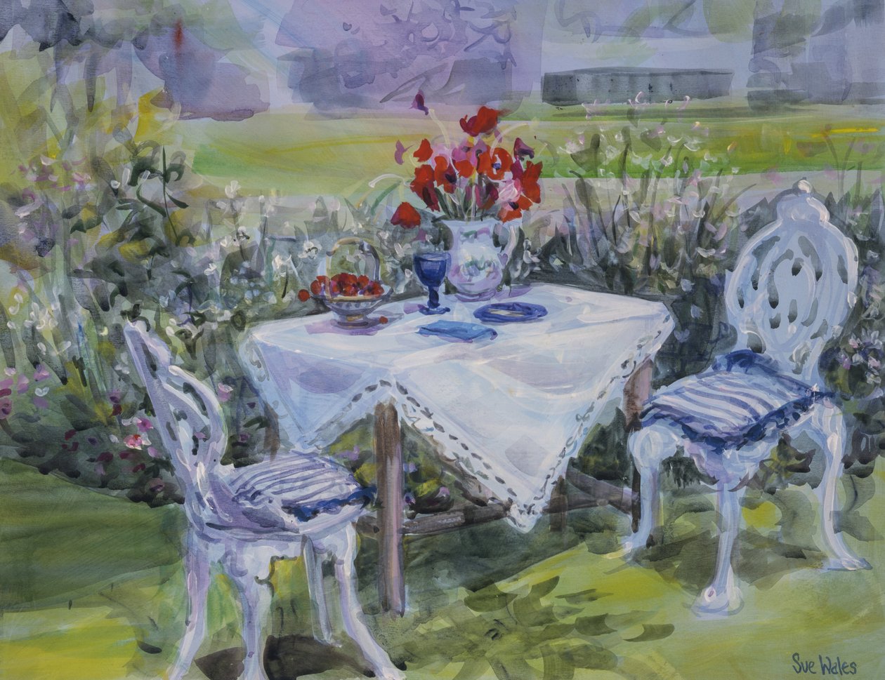 Vlčí máky a bílé plátno, 1997, (kvaš na kartě) od Sue Wales