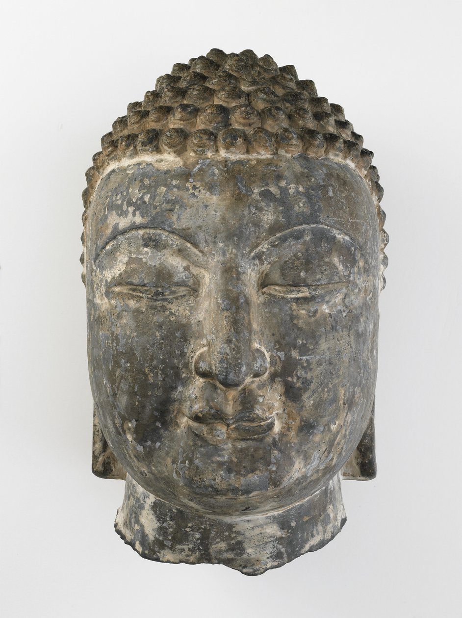 Kolosální hlava Buddhy od Sui Dynasty Chinese School