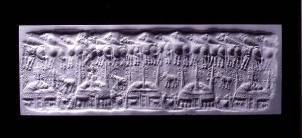 Otisk těsnění válce, Uruk (nyní Warka, Irák), cca 3300-3000 př.nl (sádra) od Sumerian Sumerian