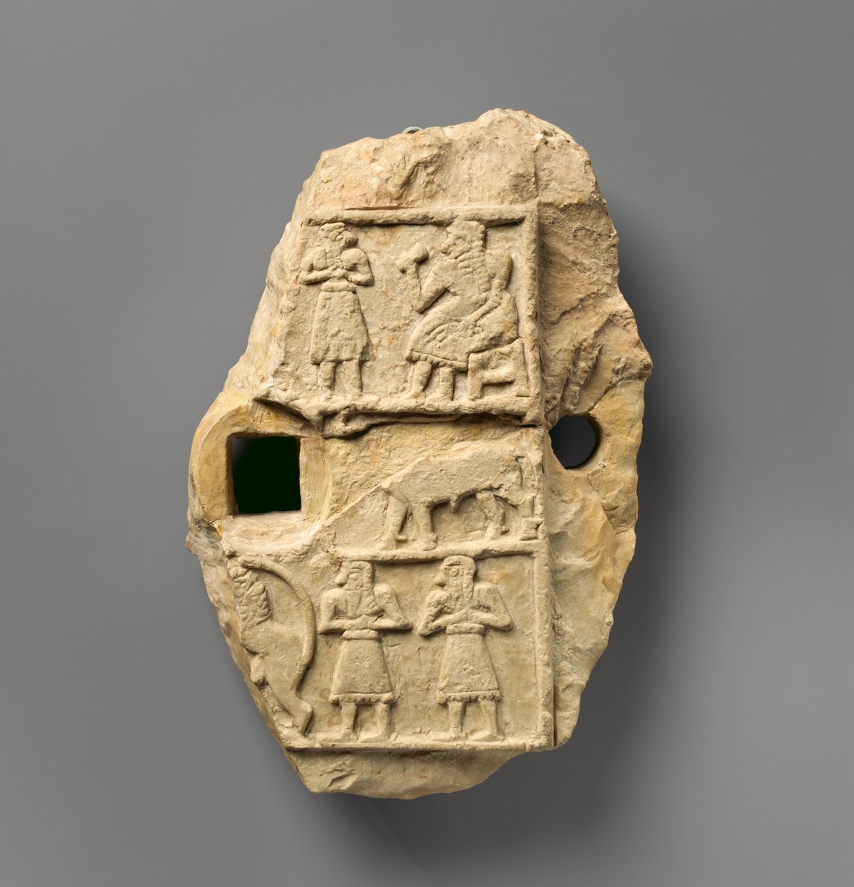 Reliéfní deska s banketovou scénou, cca 2600–2500 př. n. l. (sádrovec alabastr) od Sumerian Sumerian