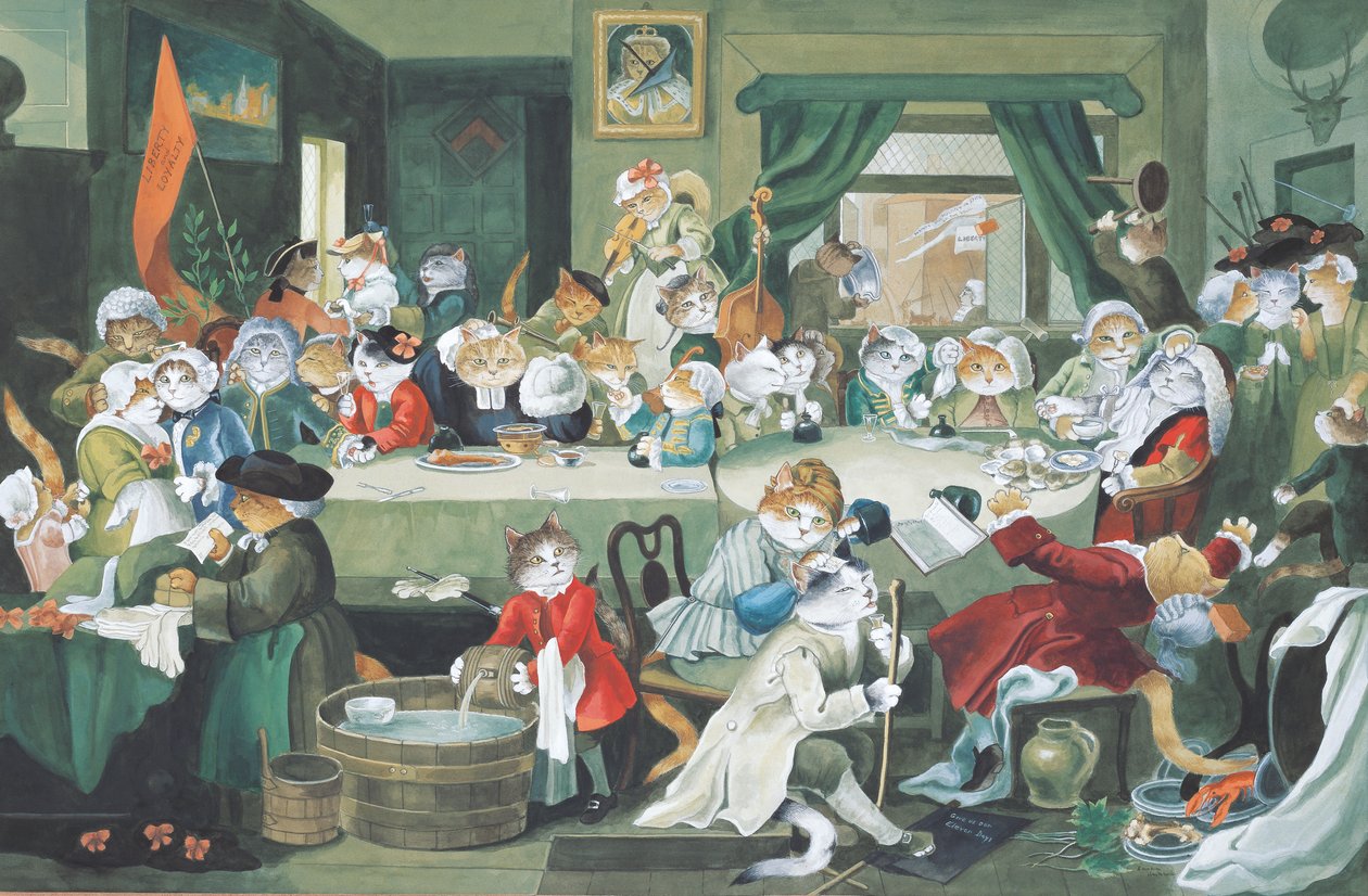 Ilustrace z knihy Cats Galore! A Compendium of Cultured Cats (vyd. 2015) od Susan Herbert