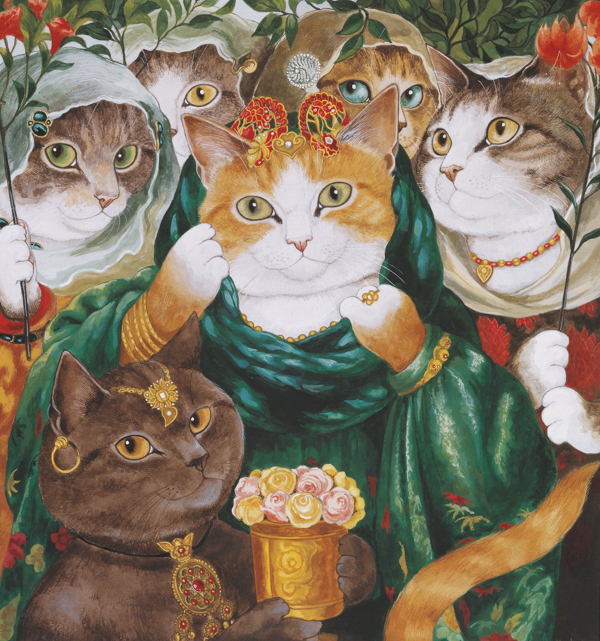 Ilustrace z knihy Cats Galore! A Compendium of Cultured Cats (vyd. 2015) od Susan Herbert