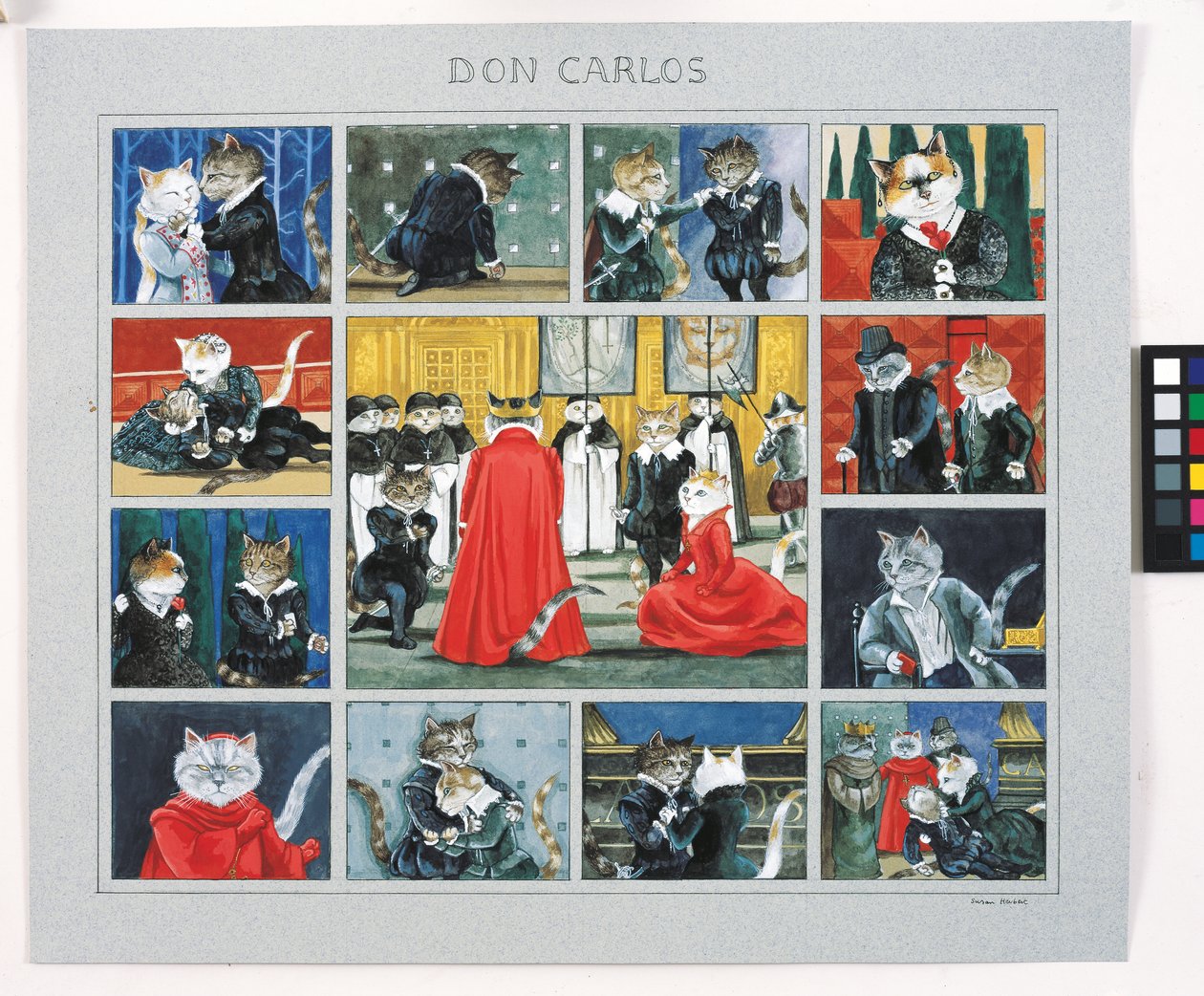 Ilustrace z knihy Cats Galore! A Compendium of Cultured Cats (vyd. 2015) od Susan Herbert
