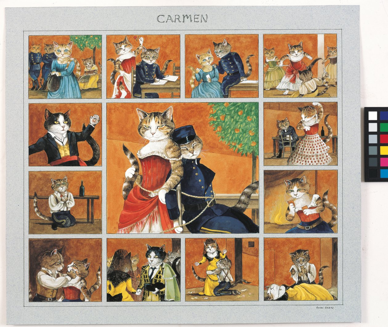 Ilustrace z knihy Cats Galore! A Compendium of Cultured Cats (vyd. 2015) od Susan Herbert