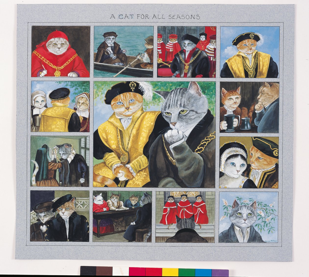Ilustrace z knihy Cats Galore! A Compendium of Cultured Cats (vyd. 2015) od Susan Herbert