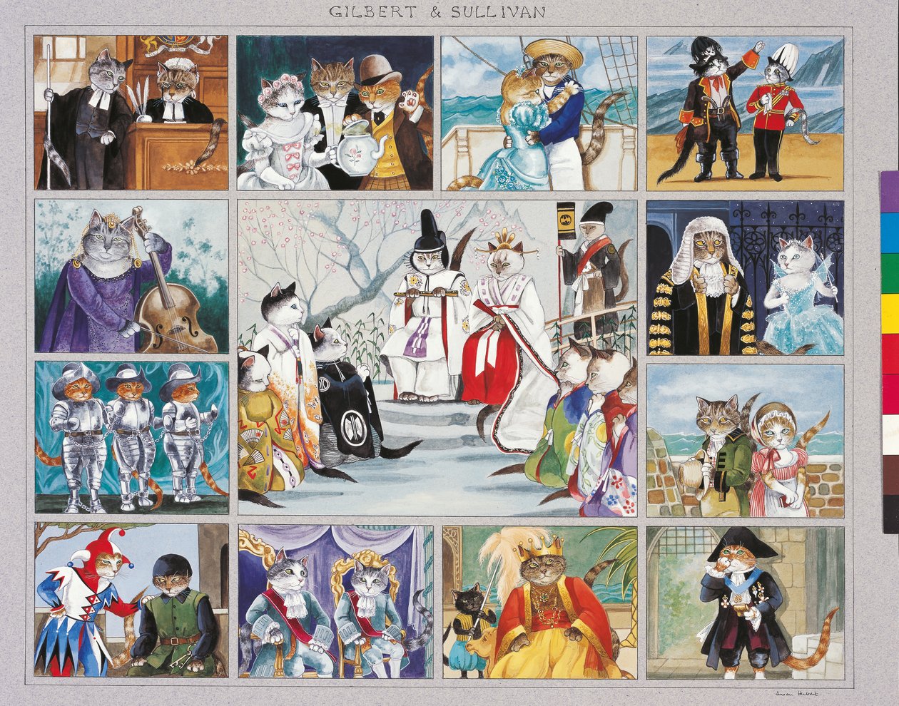 Ilustrace z knihy Cats Galore! A Compendium of Cultured Cats (vyd. 2015) od Susan Herbert