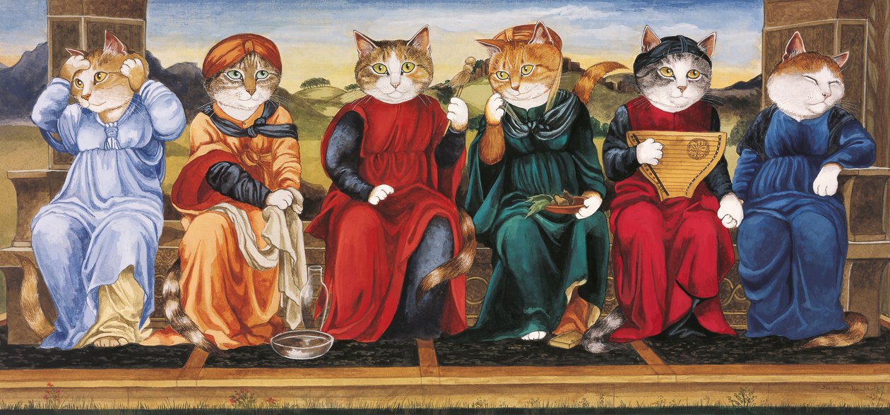 Ilustrace z knihy Cats Galore! A Compendium of Cultured Cats (vyd. 2015) od Susan Herbert