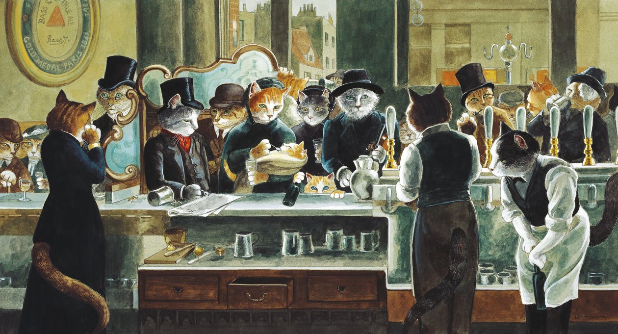 Ilustrace z knihy Cats Galore! A Compendium of Cultured Cats (vyd. 2015) od Susan Herbert