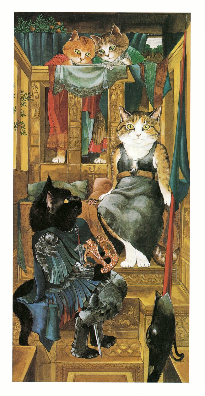 Ilustrace z knihy Pre-Raphaelite Cats (vyd. 1999) od Susan Herbert