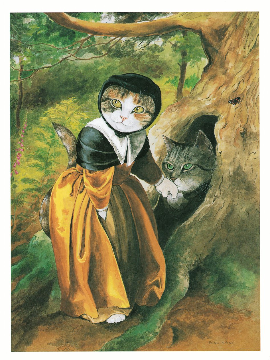 Ilustrace z knihy Pre-Raphaelite Cats (vyd. 1999) od Susan Herbert