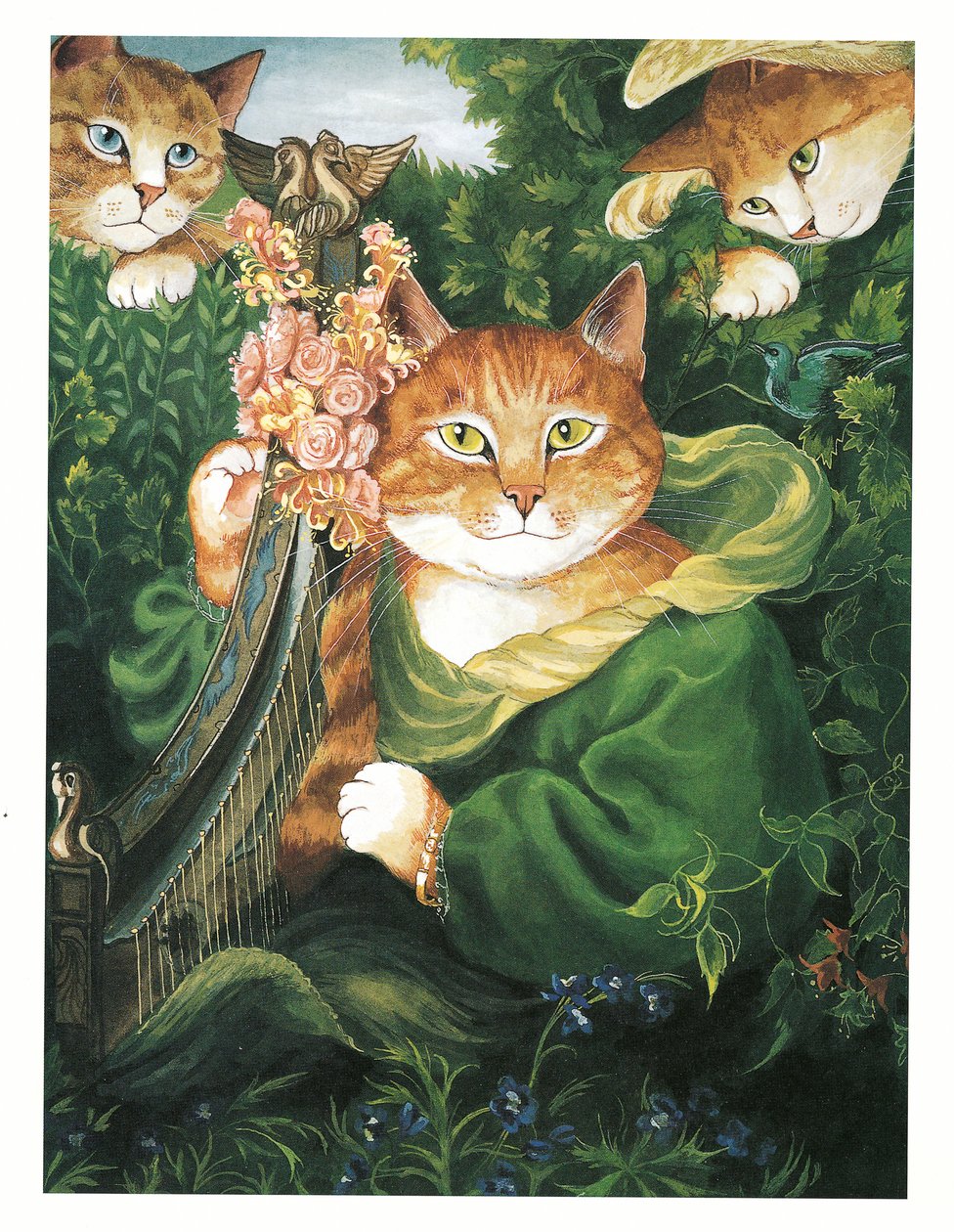 Ilustrace z knihy Pre-Raphaelite Cats (vyd. 1999) od Susan Herbert