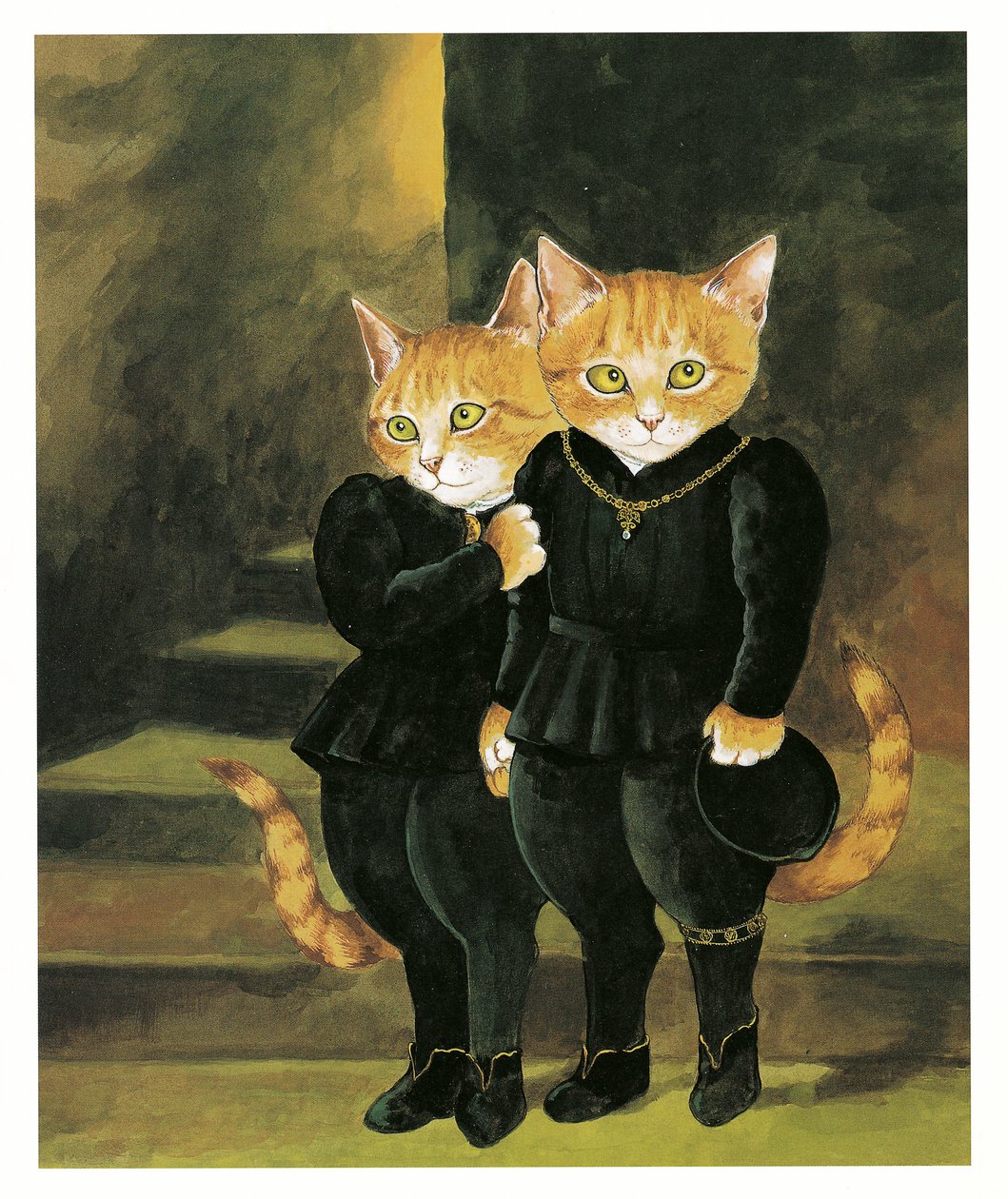 Ilustrace z knihy Pre-Raphaelite Cats (vyd. 1999) od Susan Herbert