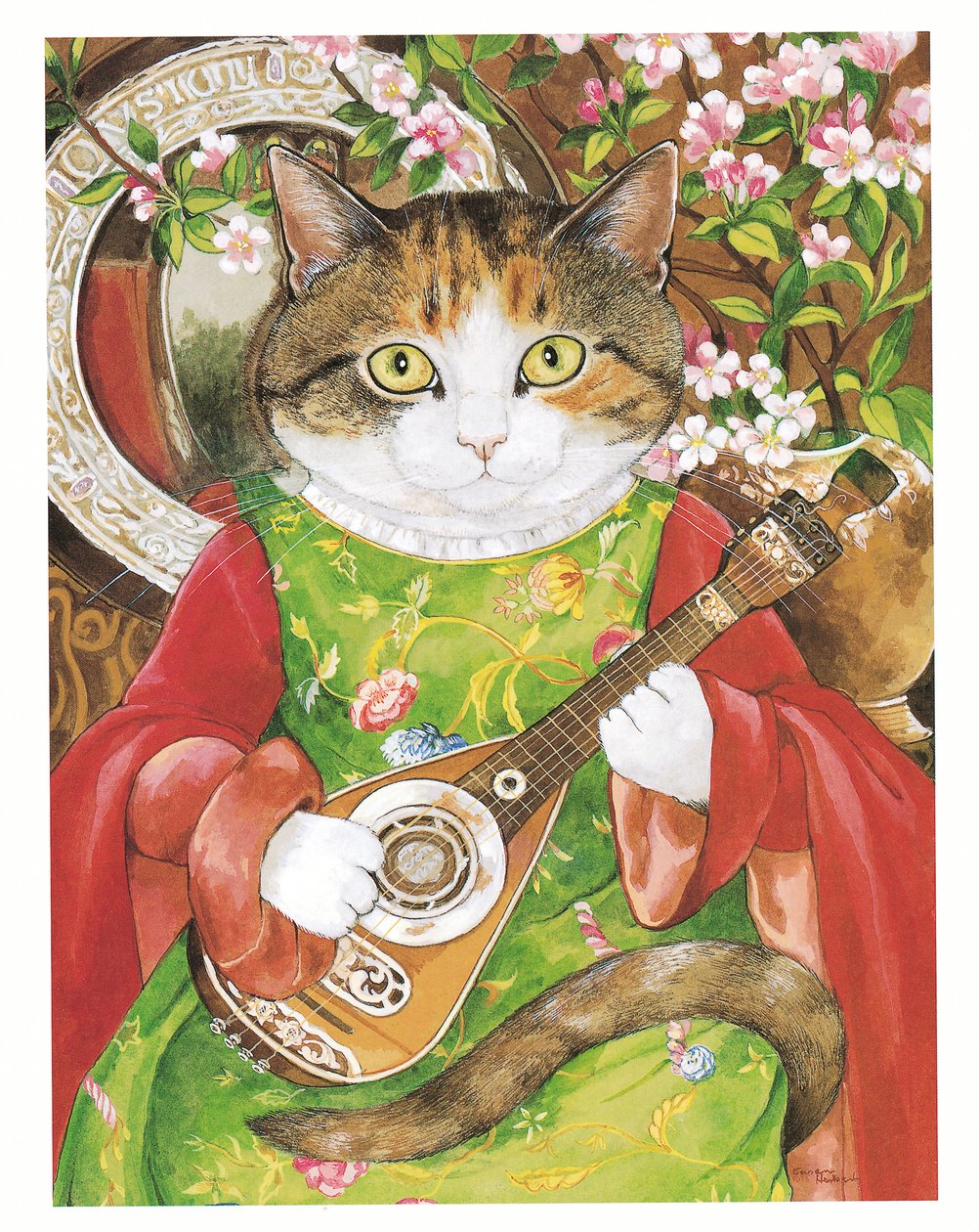 Ilustrace z knihy Pre-Raphaelite Cats (vyd. 1999) od Susan Herbert