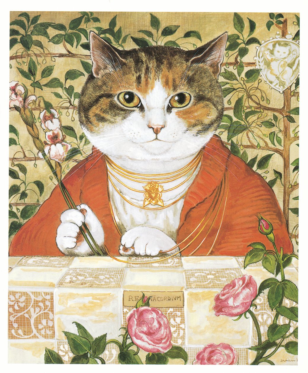 Ilustrace z knihy Pre-Raphaelite Cats (vyd. 1999) od Susan Herbert