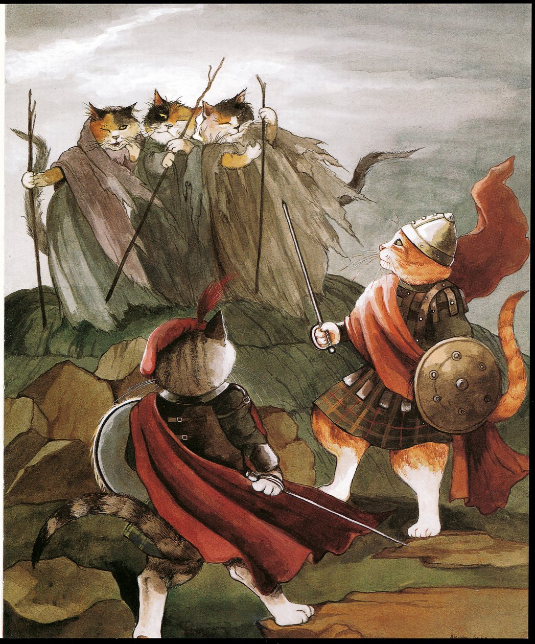 Ilustrace z knihy Shakespeare Cats (vyd. 1996) od Susan Herbert