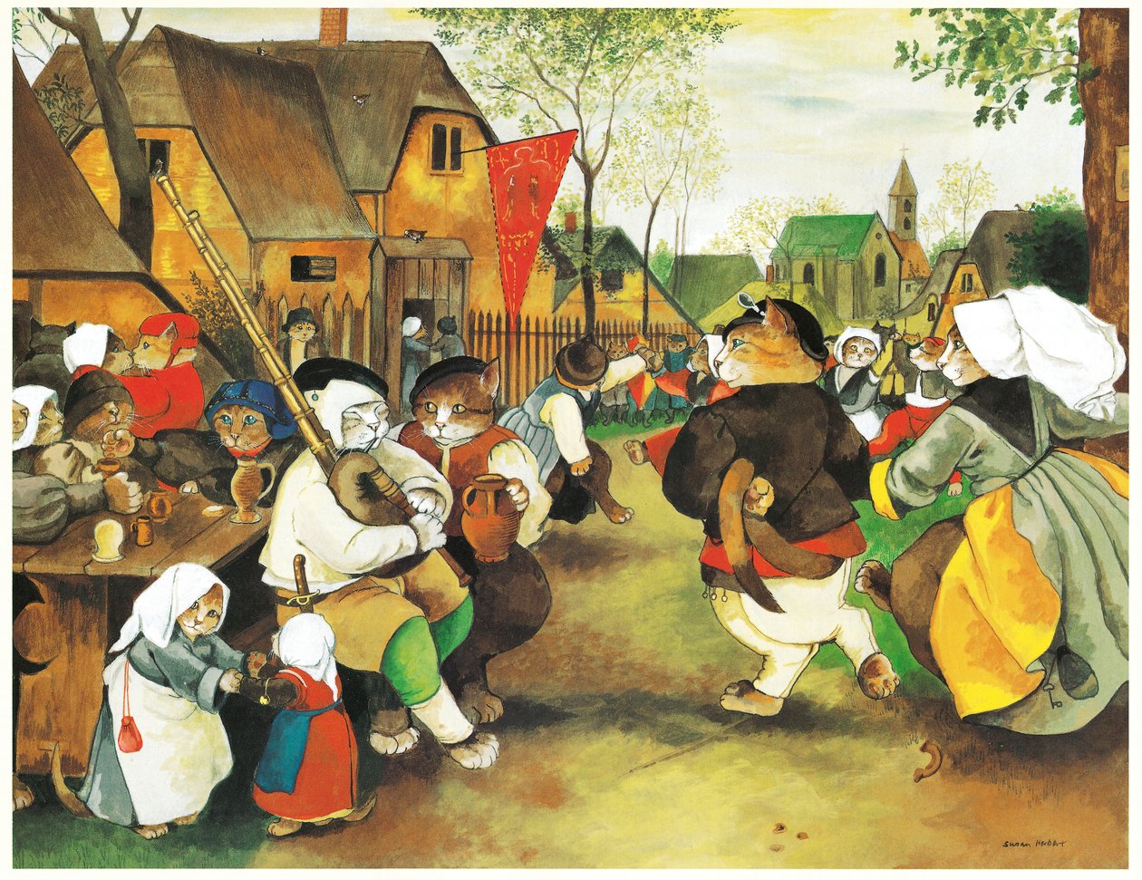 Ilustrace z Kočičí galerie západního umění (vyd. 1994) od Susan Herbert