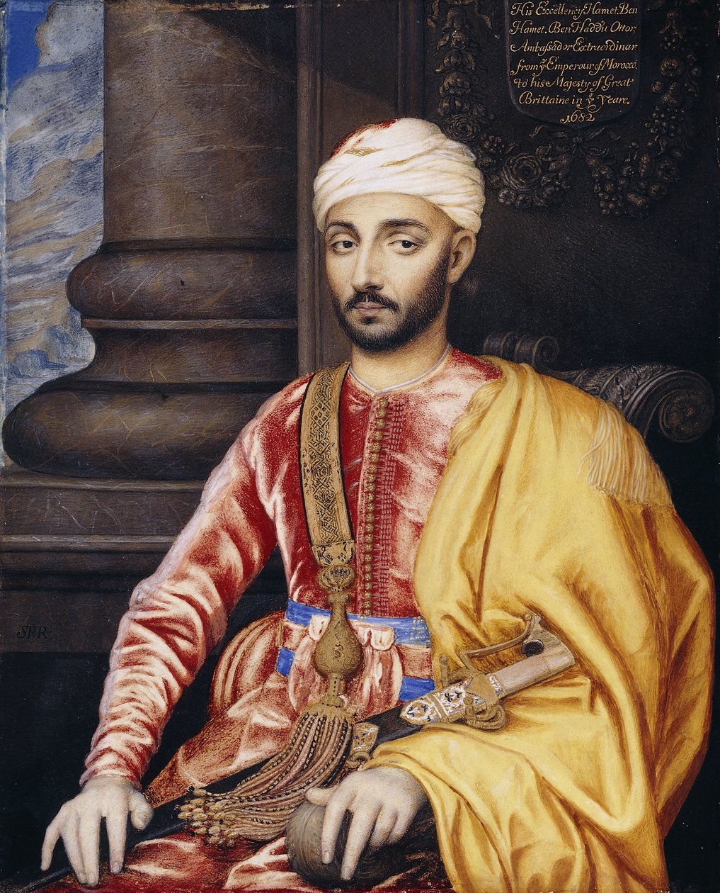 Portrét Jeho Excelence Hameta Ben Hameta Ben Hadiiho, mimořádného velvyslance z Marocké říše, 1682 od Susan Penelope Rosse