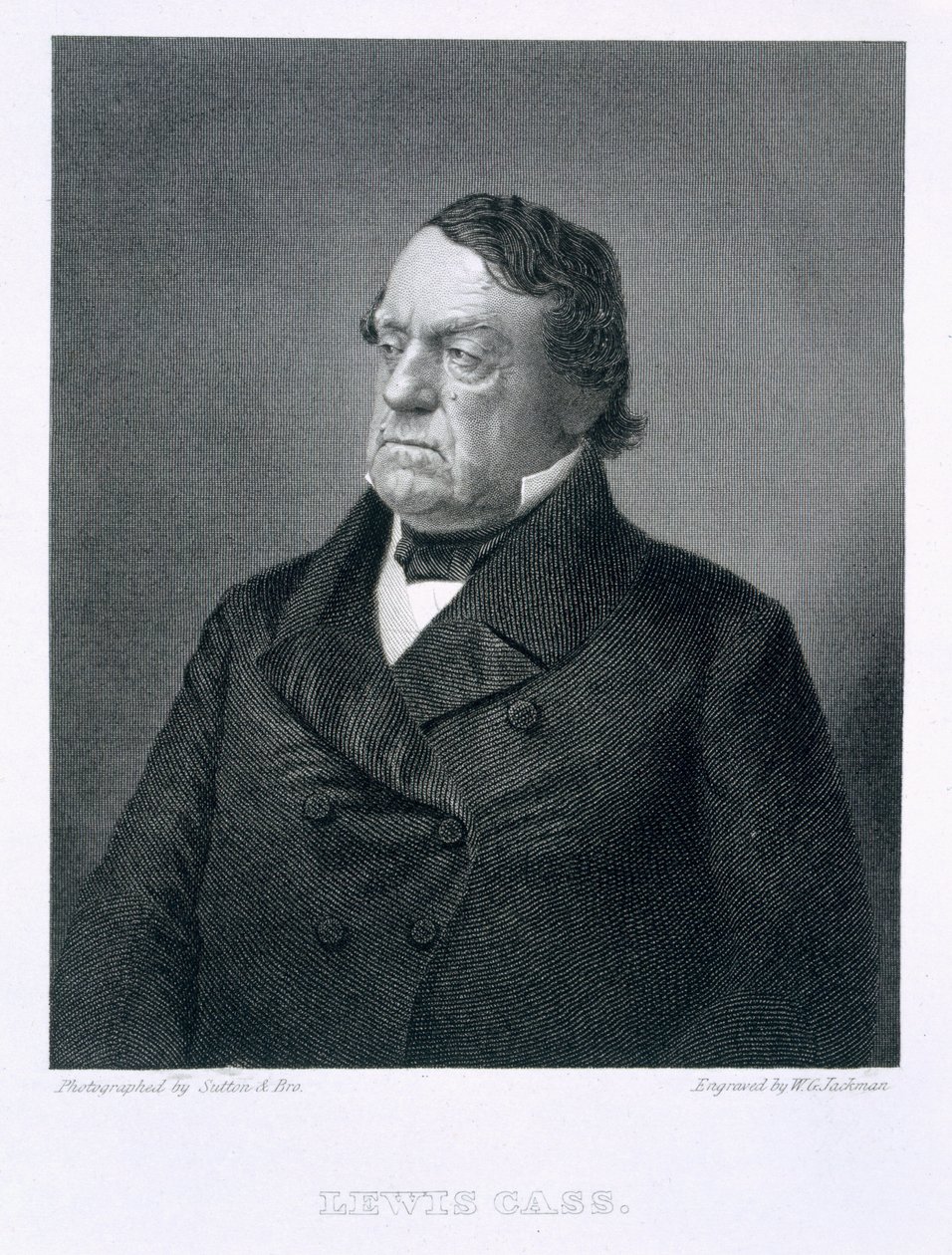 Lewis Cass, vyrytý William G. Jackman (fl.c.1841-60) po fotografii od Sutton and Bro.