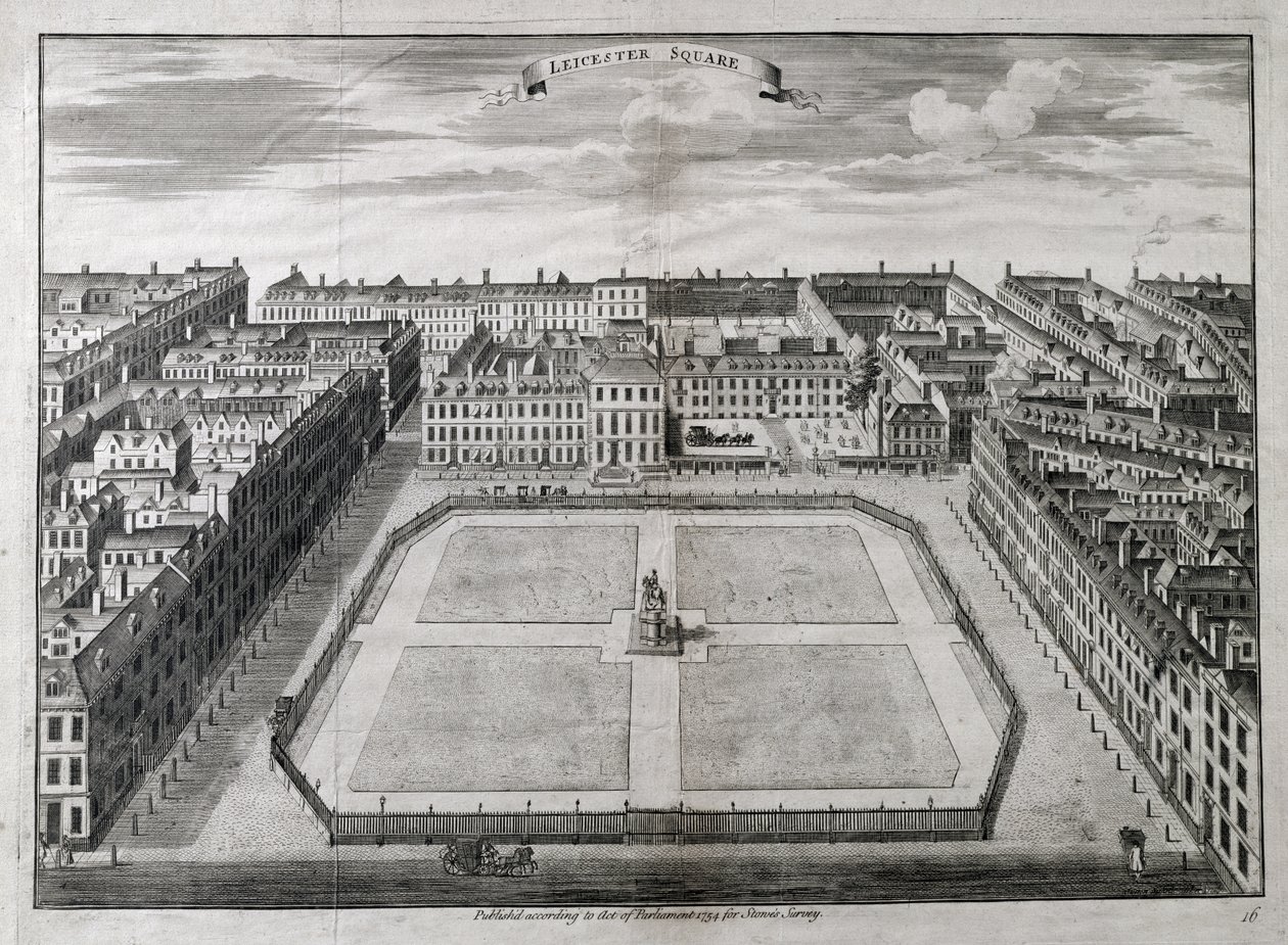 Letecký pohled na Leicester Square, 1754 od Sutton Nicholls