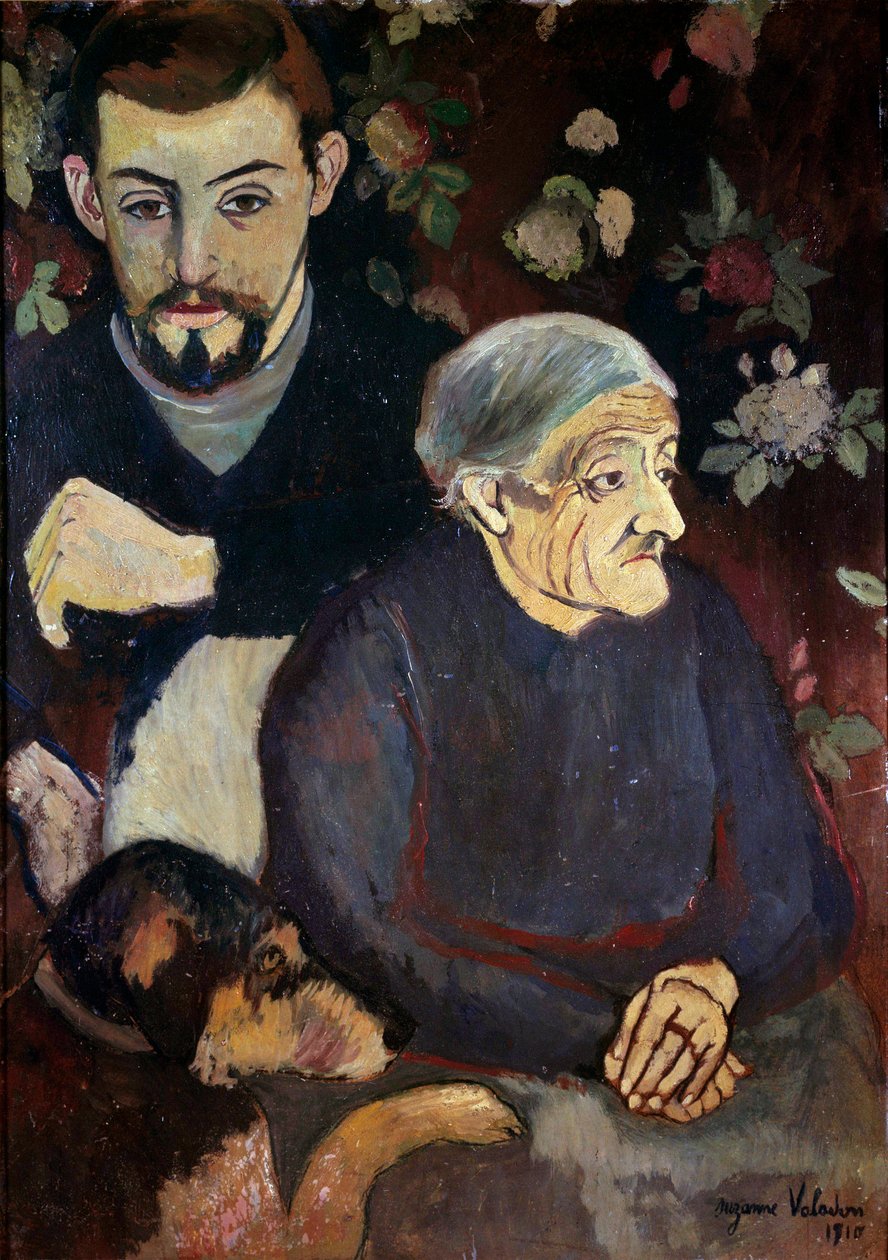 Portrét malíře Maurice Utrillo, jeho babičky a psa Obraz Suzanne Valadon (1865-1938) od Suzanne Valadon