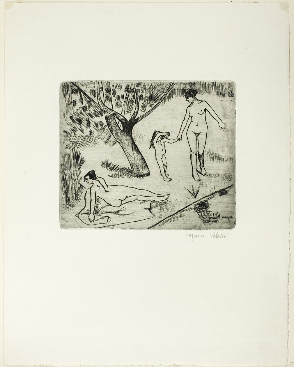 Ženy a dítě na břehu vody od Suzanne Valadon