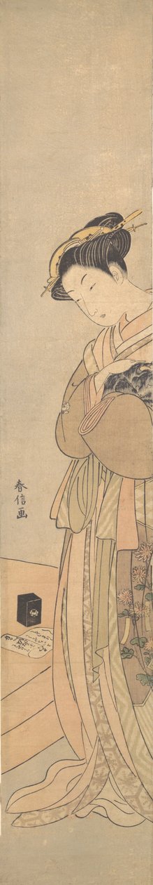 Oiran drží černého psa, ca. 1769, ca. 1769. od Suzuki Harunobu
