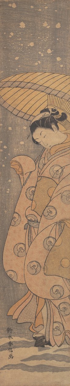 Kráska pod deštníkem ve sněhu, ca. 1770, ca. 1770. od Suzuki Harunobu