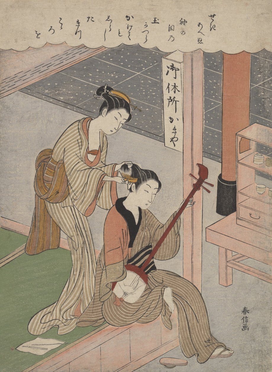 Česání vlasů, 1770., 1770. od Suzuki Harunobu