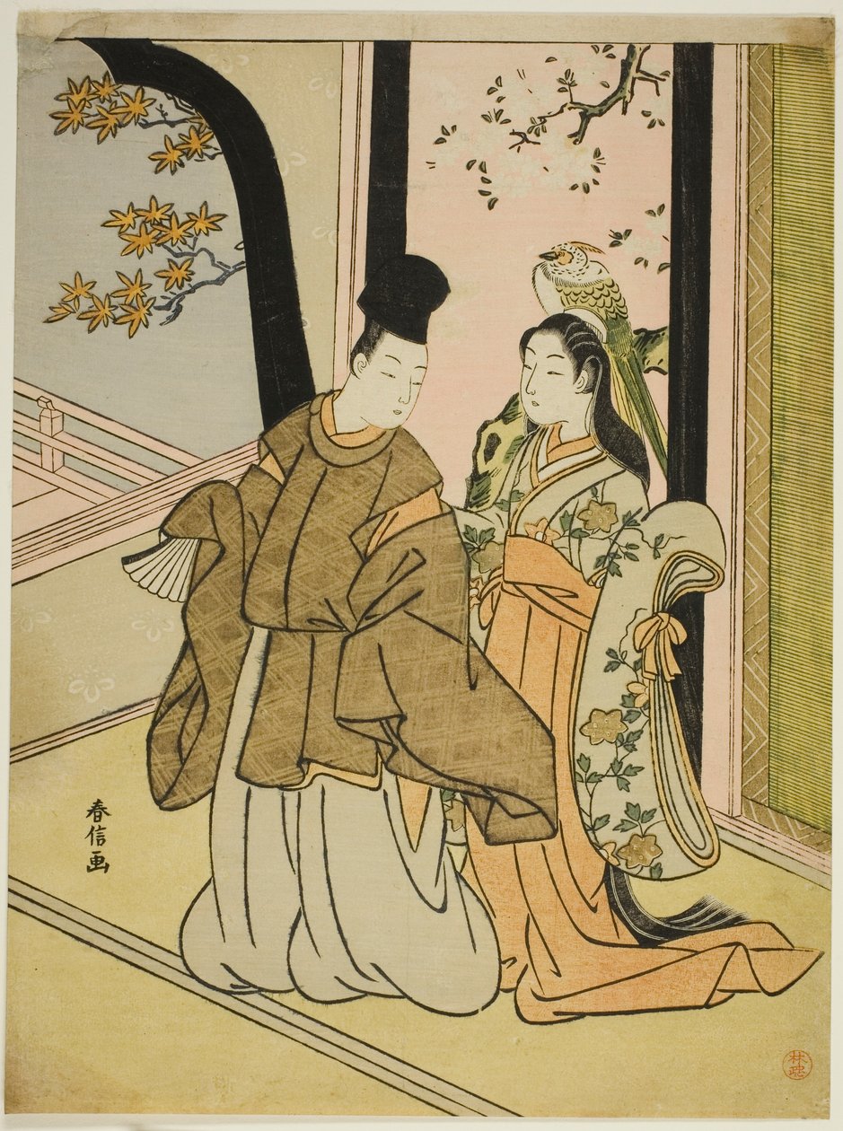 Dvořan a paní od Suzuki Harunobu