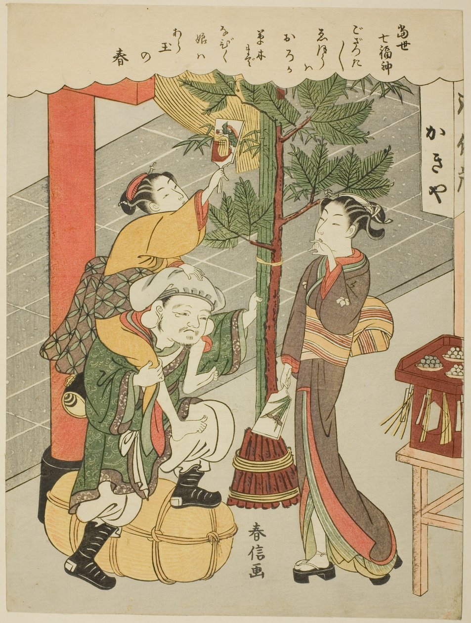 Daikokuten, ze série "Sedm bohů štěstí v moderním životě (Tosei Shichi Fukujin)". od Suzuki Harunobu