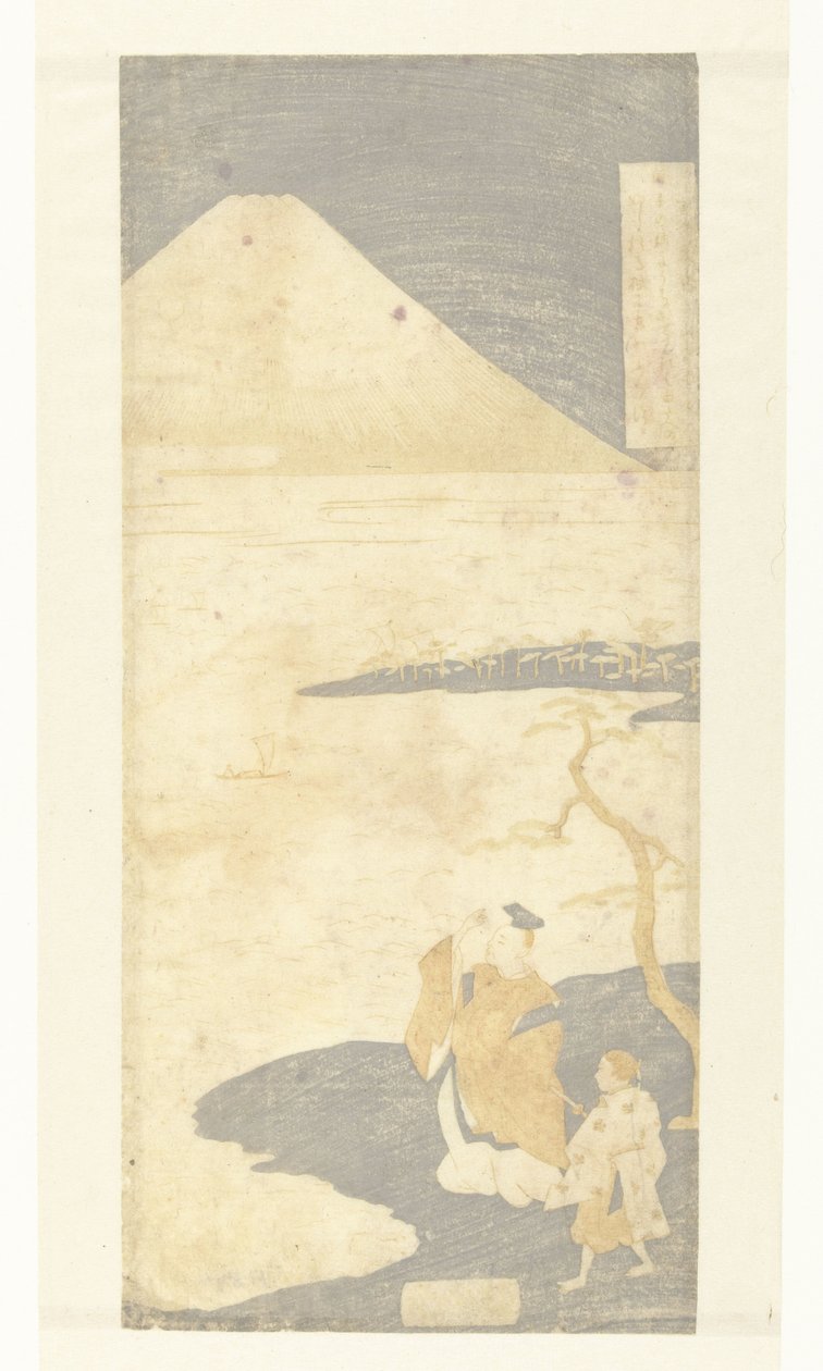 Básník Yamabe no Akahito při pohledu na horu Fuji Básně sta básníků (název série) Hyakunin isshu no uchi (název série) od Suzuki Harunobu