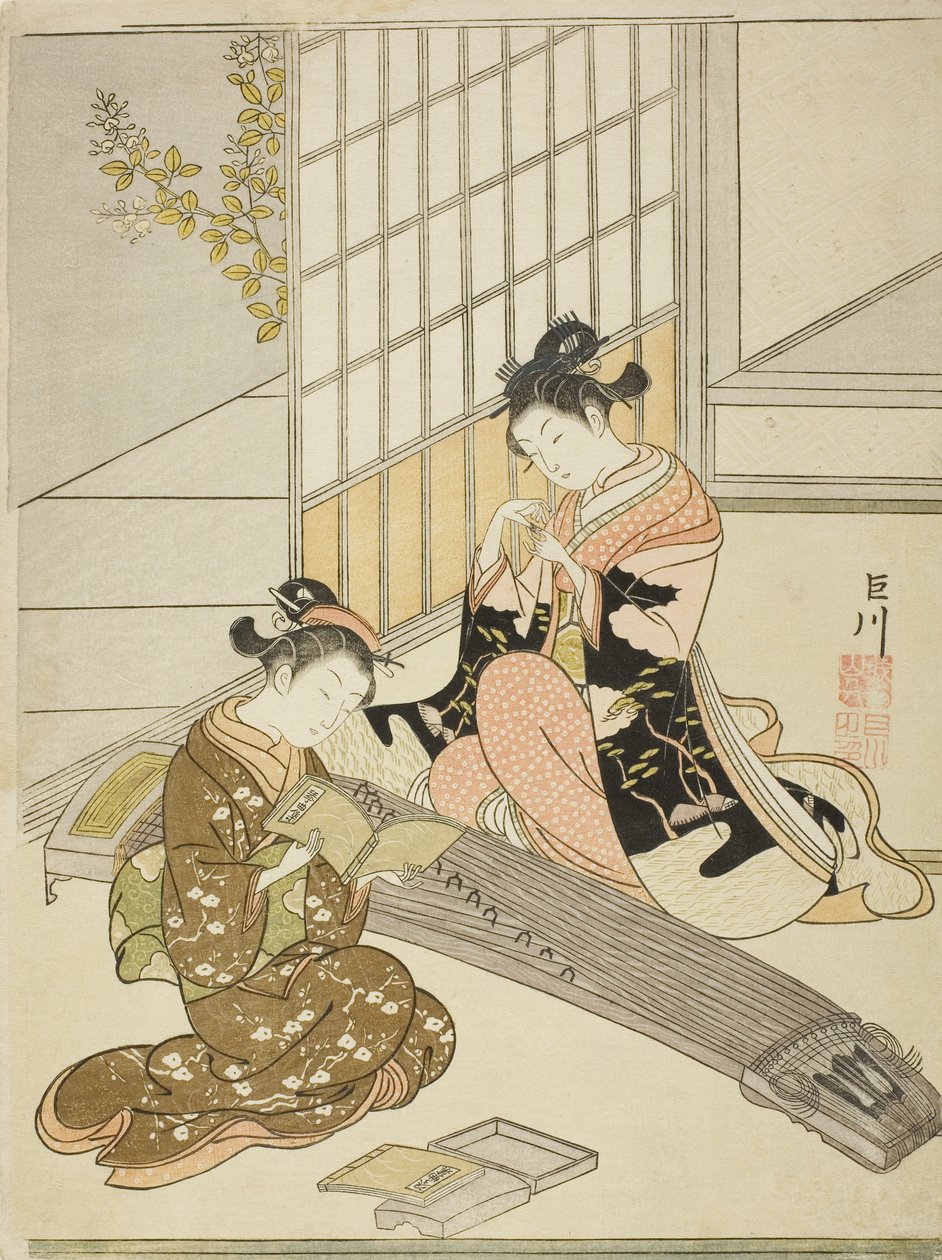 Sestupující husy z Koto Bridges od Suzuki Harunobu
