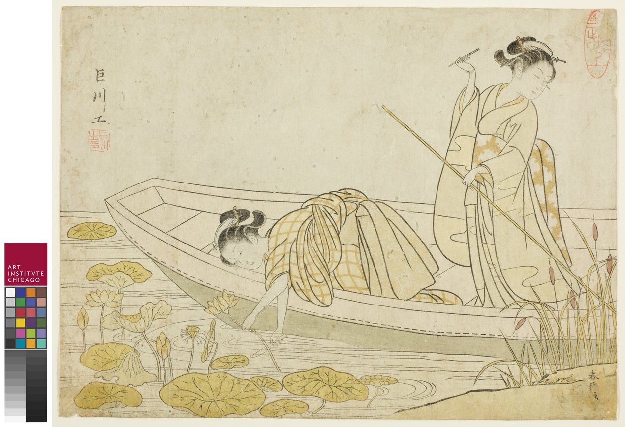 Sběr lotosových květů, 1765 od Suzuki Harunobu