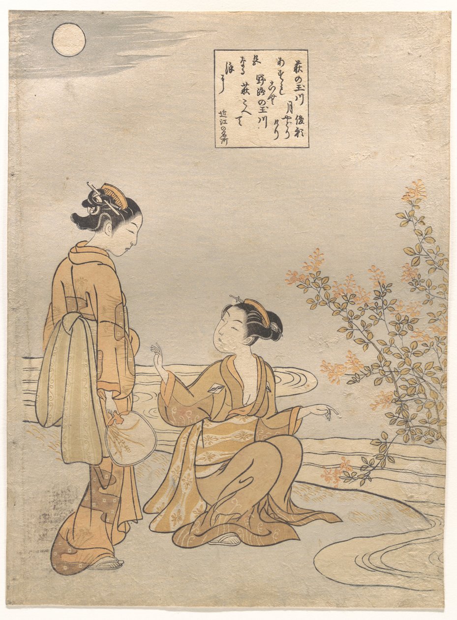 Tamagawa s keřovým jetelem od Suzuki Harunobu