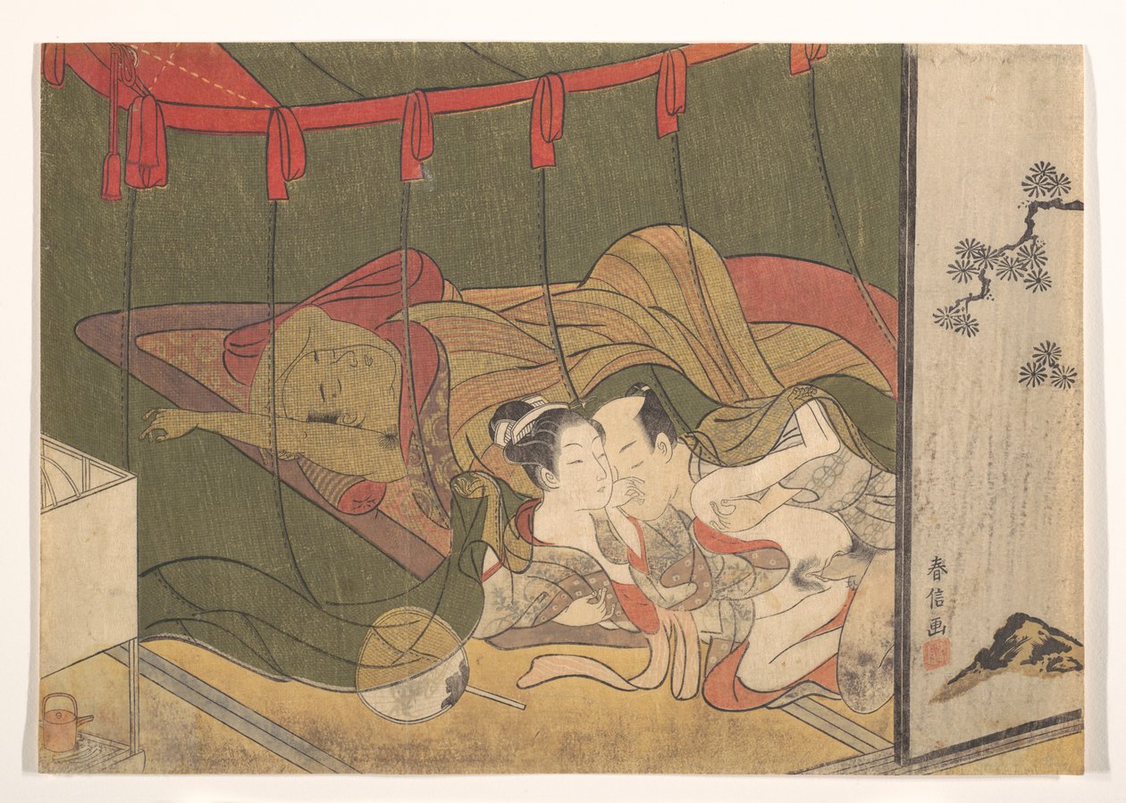 Milenci pod moskytiérou od Suzuki Harunobu