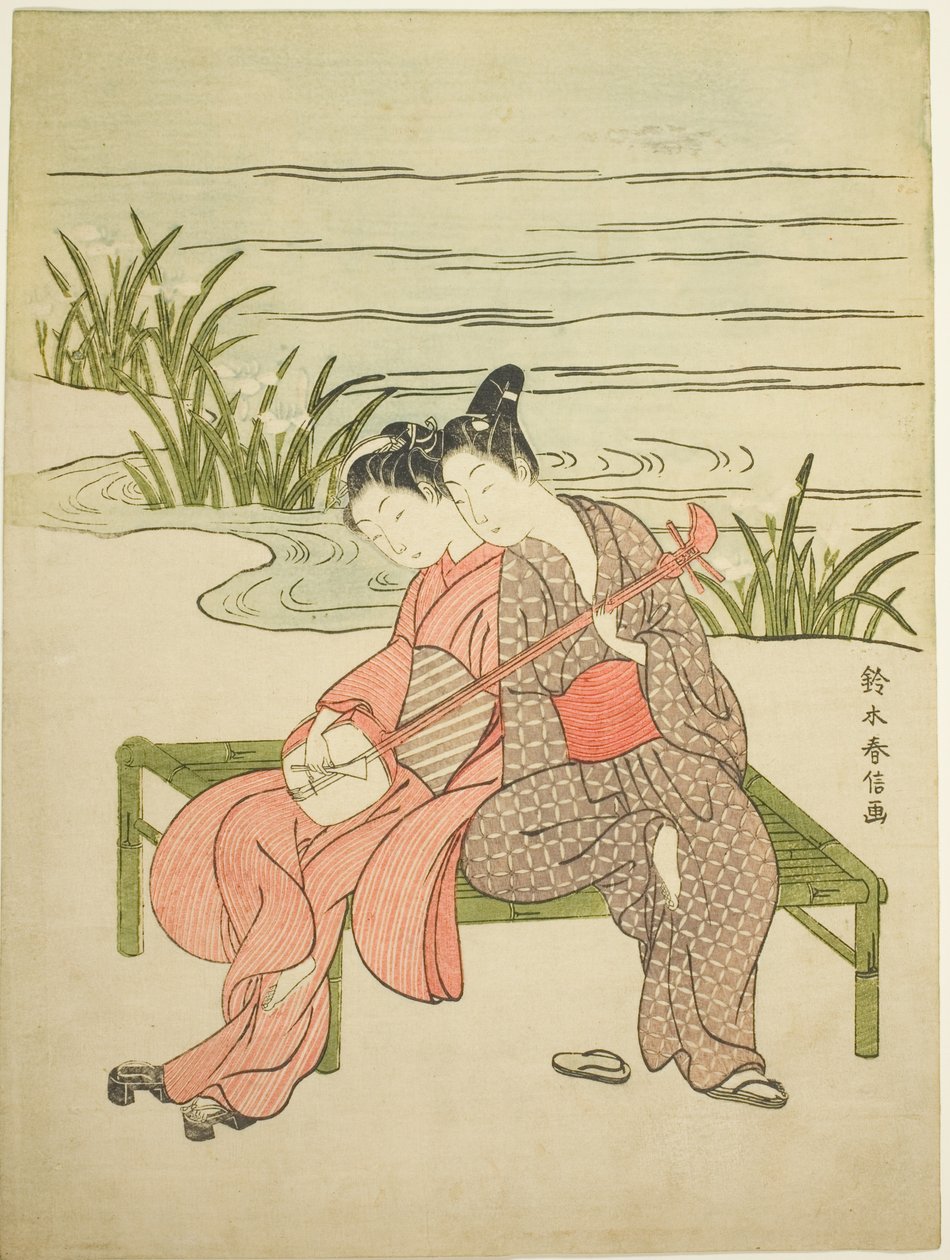 Milovníci hrají stejný Shamisen (parodie na Xuanzong a Yang Guifei) od Suzuki Harunobu
