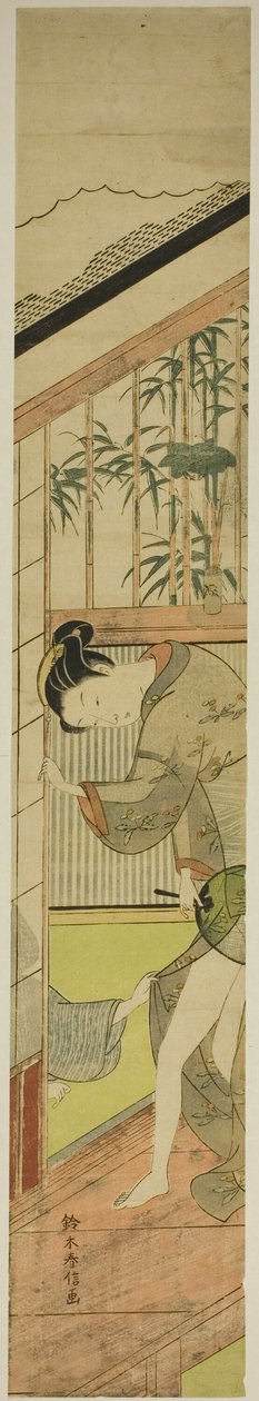 Muž tahá ženu za kimono od Suzuki Harunobu