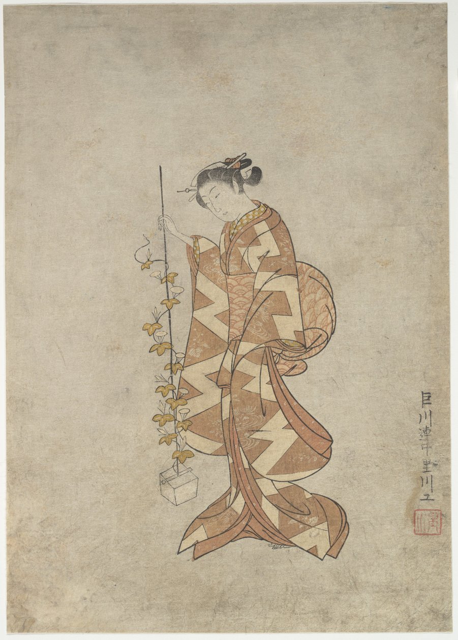 Moderní zobrazení básnířky Kaga no Chiyo od Suzuki Harunobu