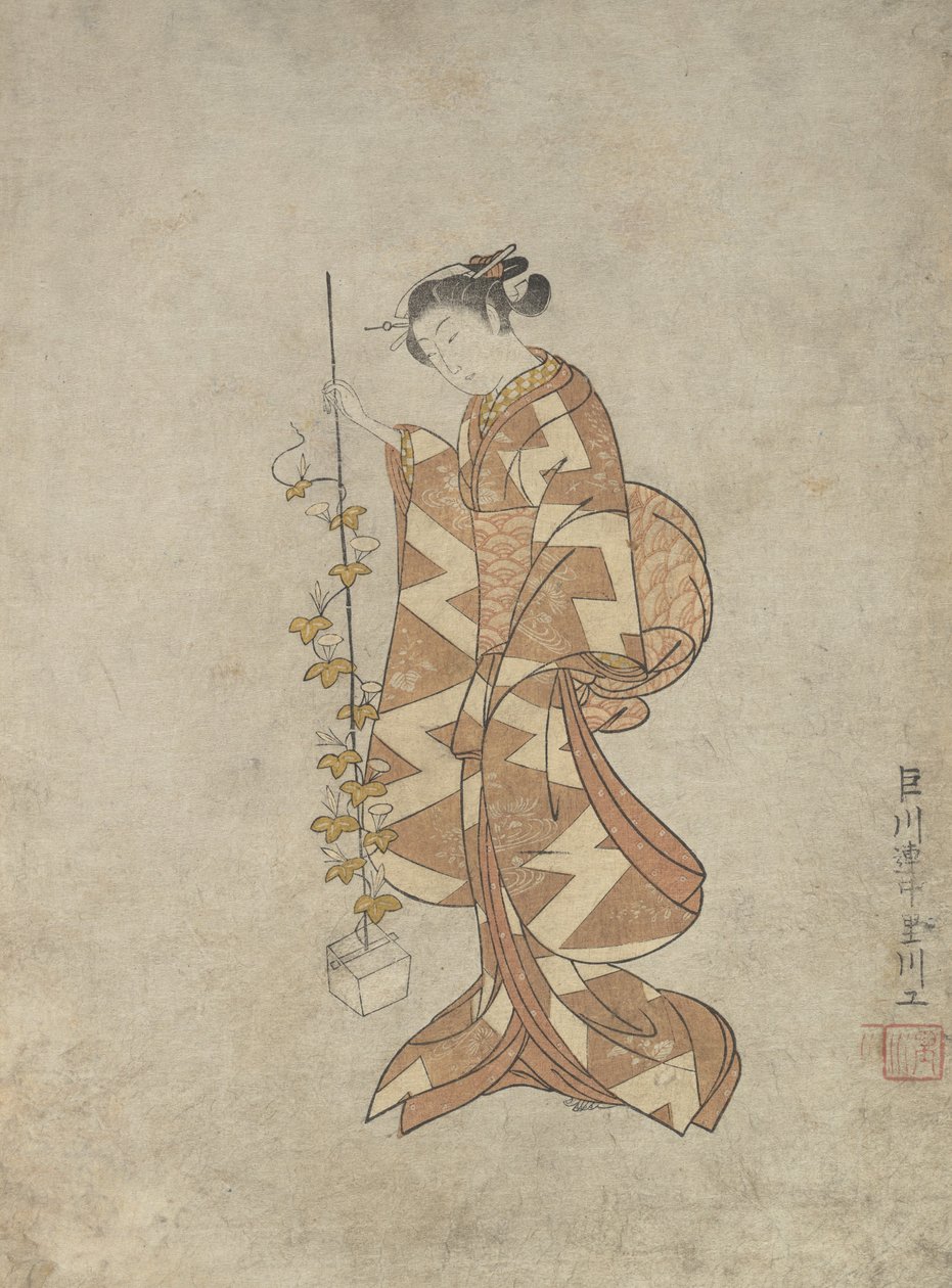 Modern Representation of the Poetess Kaga no Chiyo, ca. 1765., ca. 1765. od Suzuki Harunobu