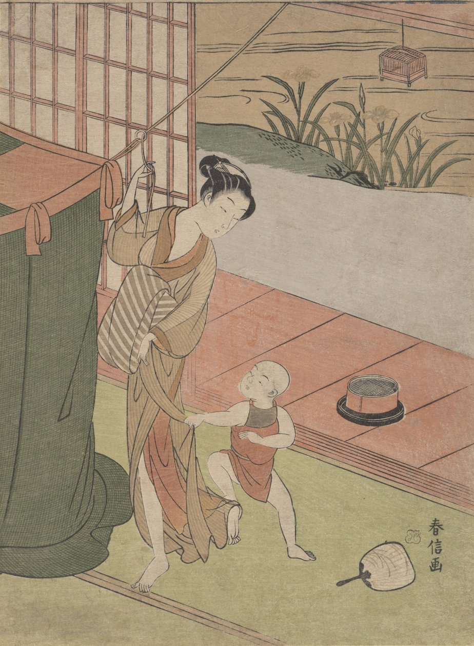 Matka a syn moskytiérou, ca. 1769, ca. 1769. od Suzuki Harunobu
