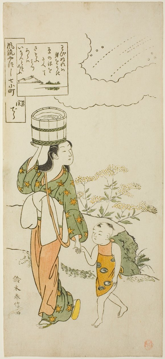 Ono no Komachi na sedadle MP (sedadlo), z te série s te seven facio jsou aspekty Komachi (Furu Yatsu City 7 Komachi) od Suzuki Harunobu