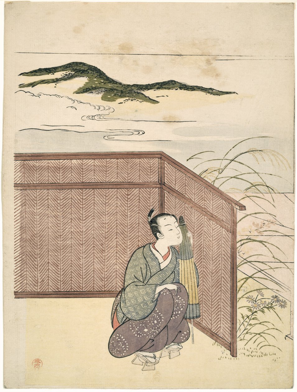 Parodie na Kawachi-goe z "Tales of Ise", 1765 od Suzuki Harunobu