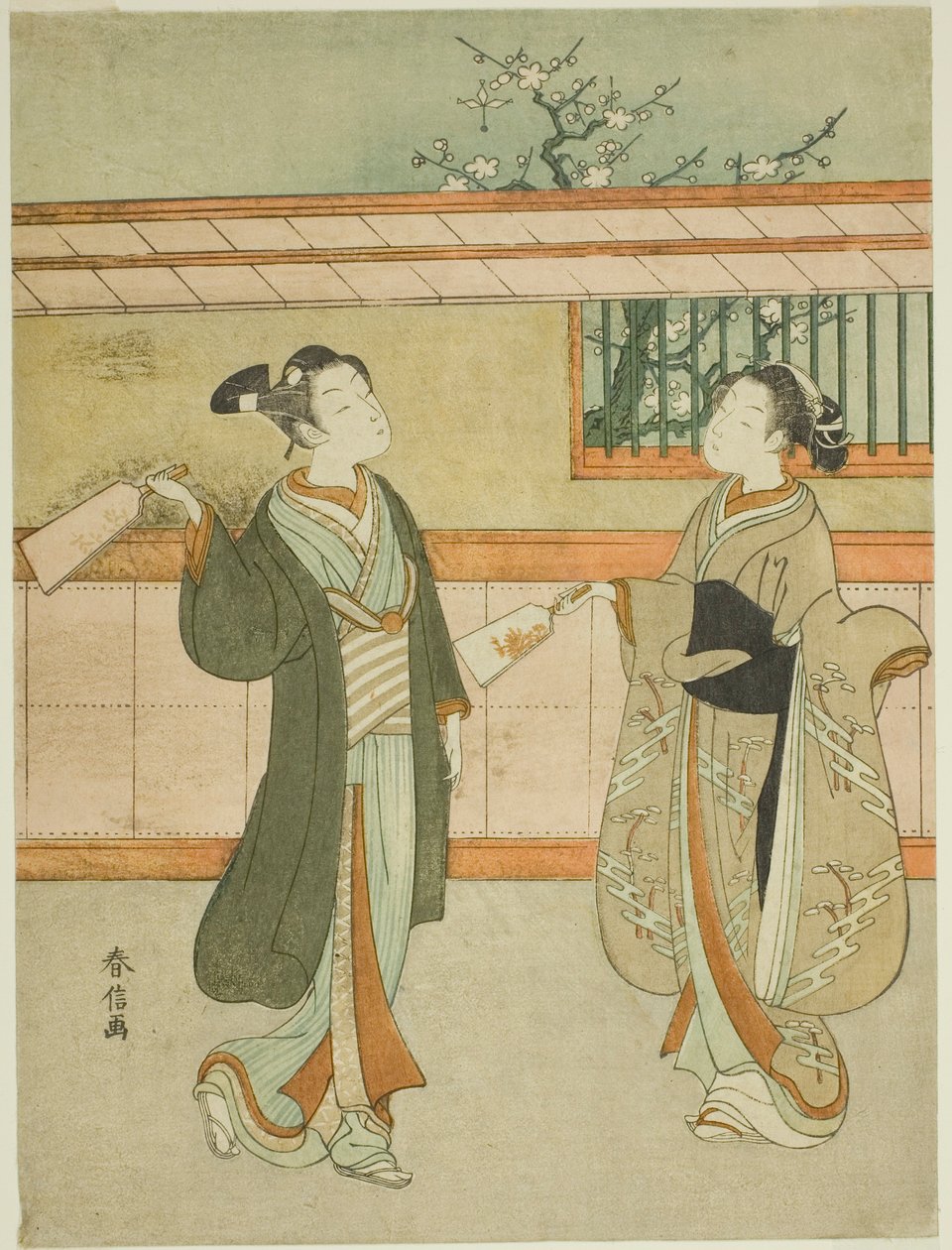 Hraní Battledore a Shuttlecock od Suzuki Harunobu