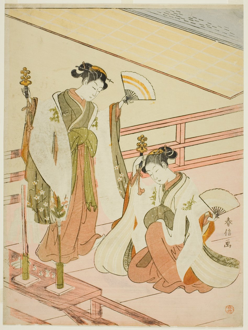 Tanec panen svatyně Ohatsu a Onami od Suzuki Harunobu