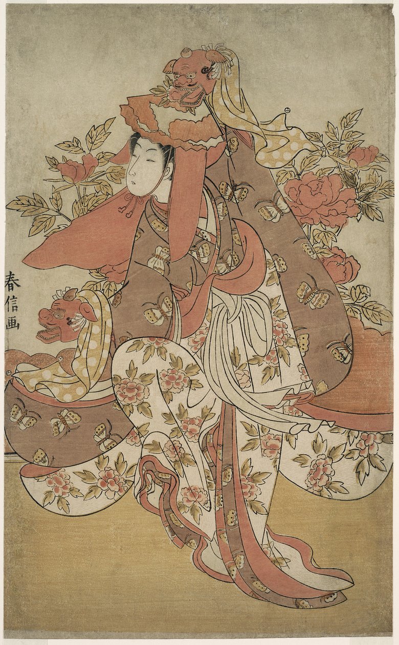 Lví tanec od Suzuki Harunobu