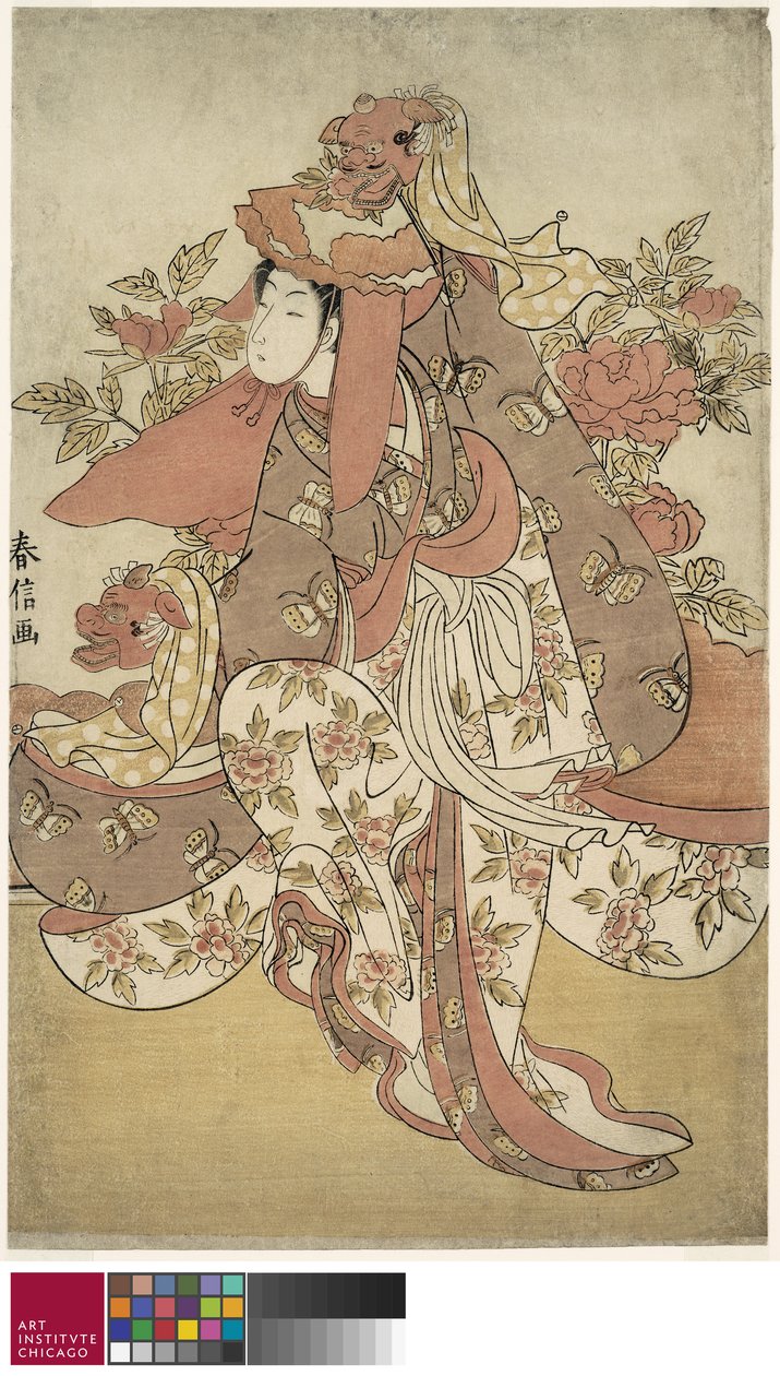 Lví tanec, kolem 1769-70 od Suzuki Harunobu