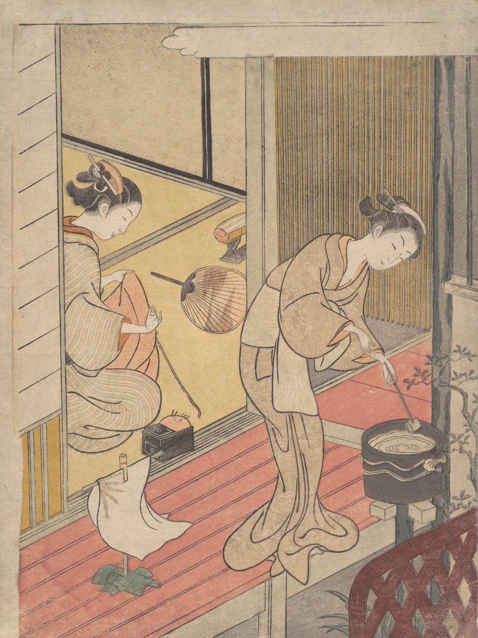 Vracející se plachty věšáku na ručníky, ca. 1766, ca. 1766. od Suzuki Harunobu