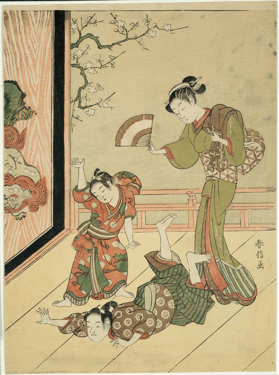 The Wrestling Match (parodie na Ushikawamaru a Benkei) od Suzuki Harunobu