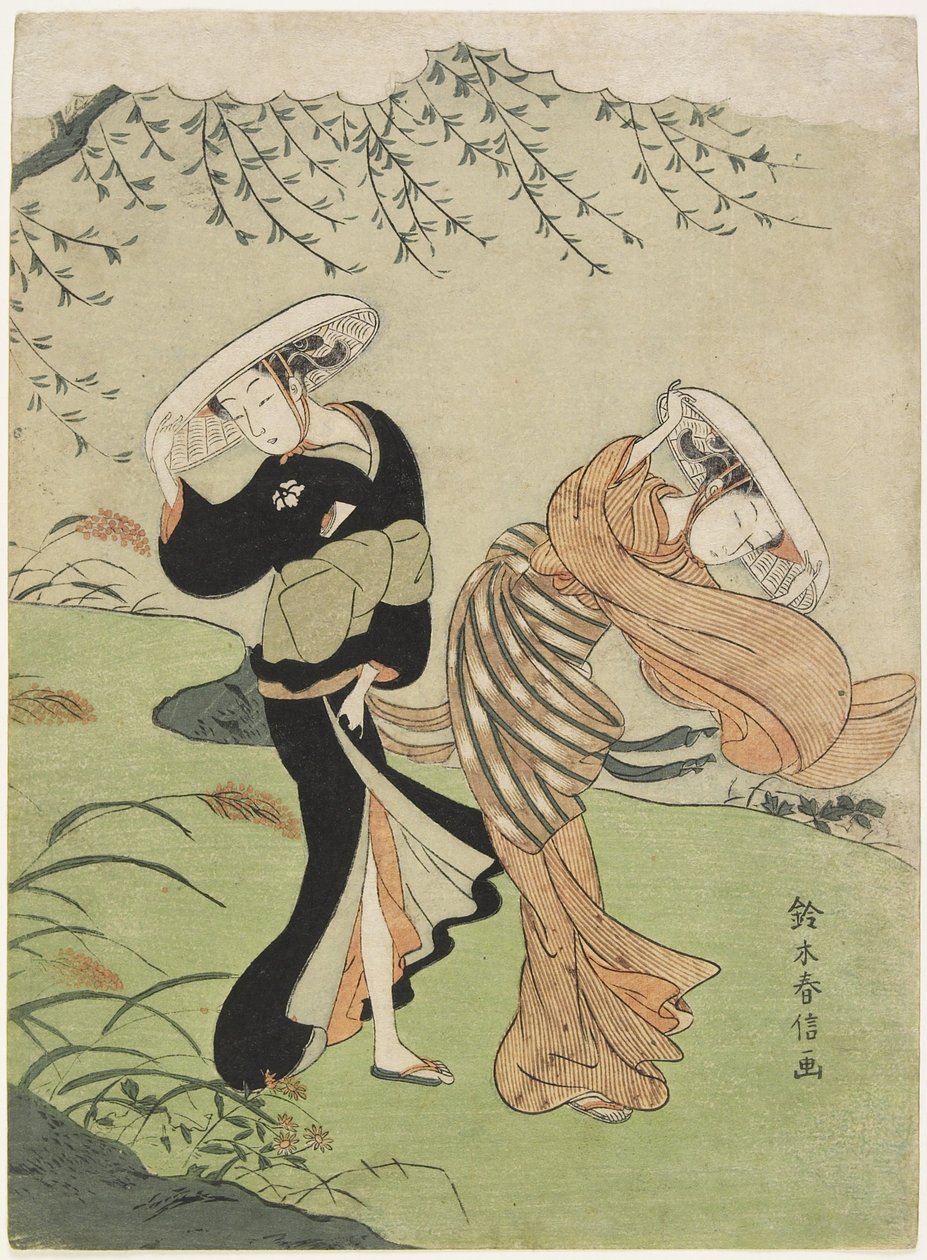 Dvě ženy ve velkém větru, c. 1767 od Suzuki Harunobu